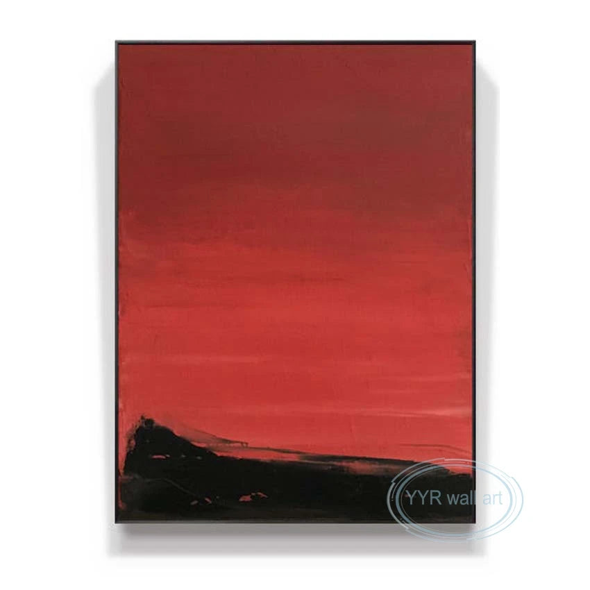 Red & Black Abstract Hand-Painted Canvas Wall Art | Nordic Décor Hand-Painted Canvas Art Peaceful Pleasures Health and Wellness No frame 90cmx180cm