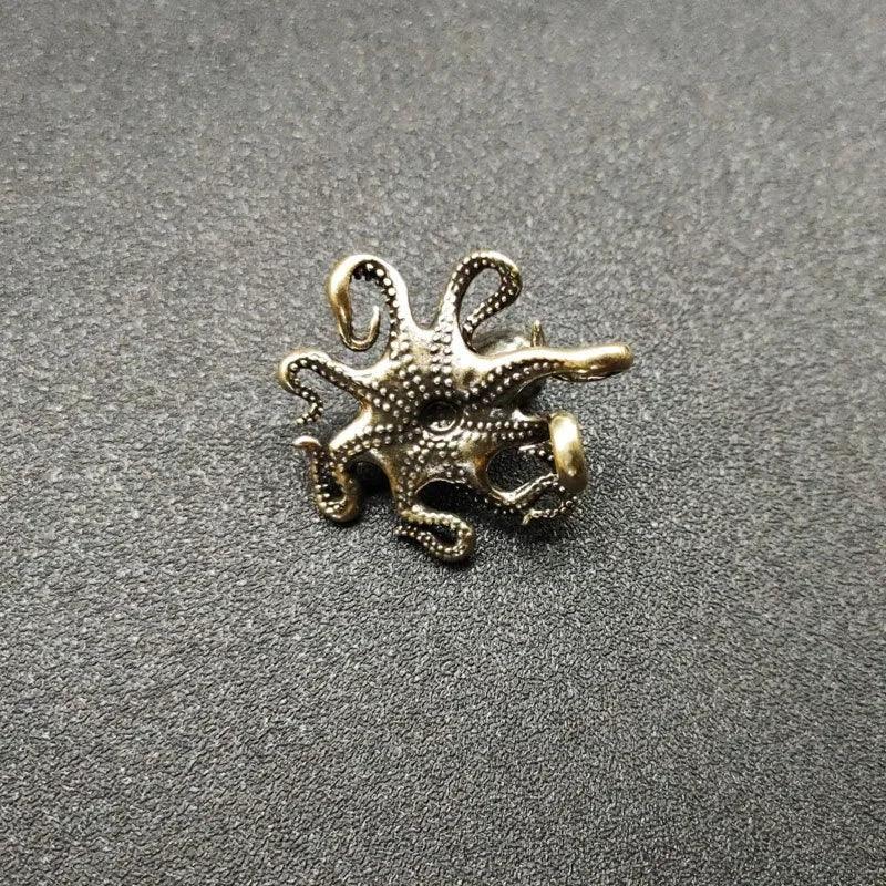 Brass Octopus Figurine - Antique Copper Desk Ornament Peaceful Pleasures Health and Wellness
