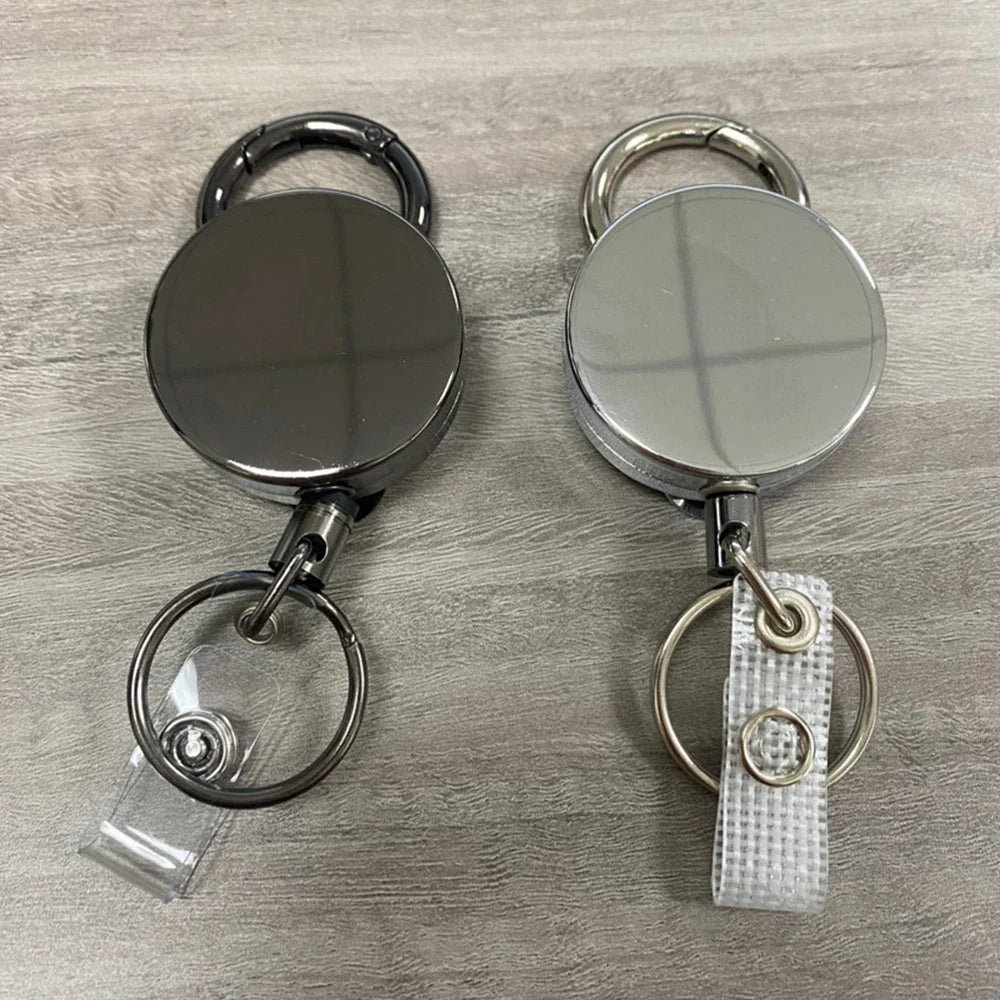 Retractable Metal Wire Keychain Pull Badge Reel ID Lanyard Name Tag Card Badge Holder Reels Recoil Chain Clips Outdoor Key Ring Peaceful Pleasures Health and Wellness