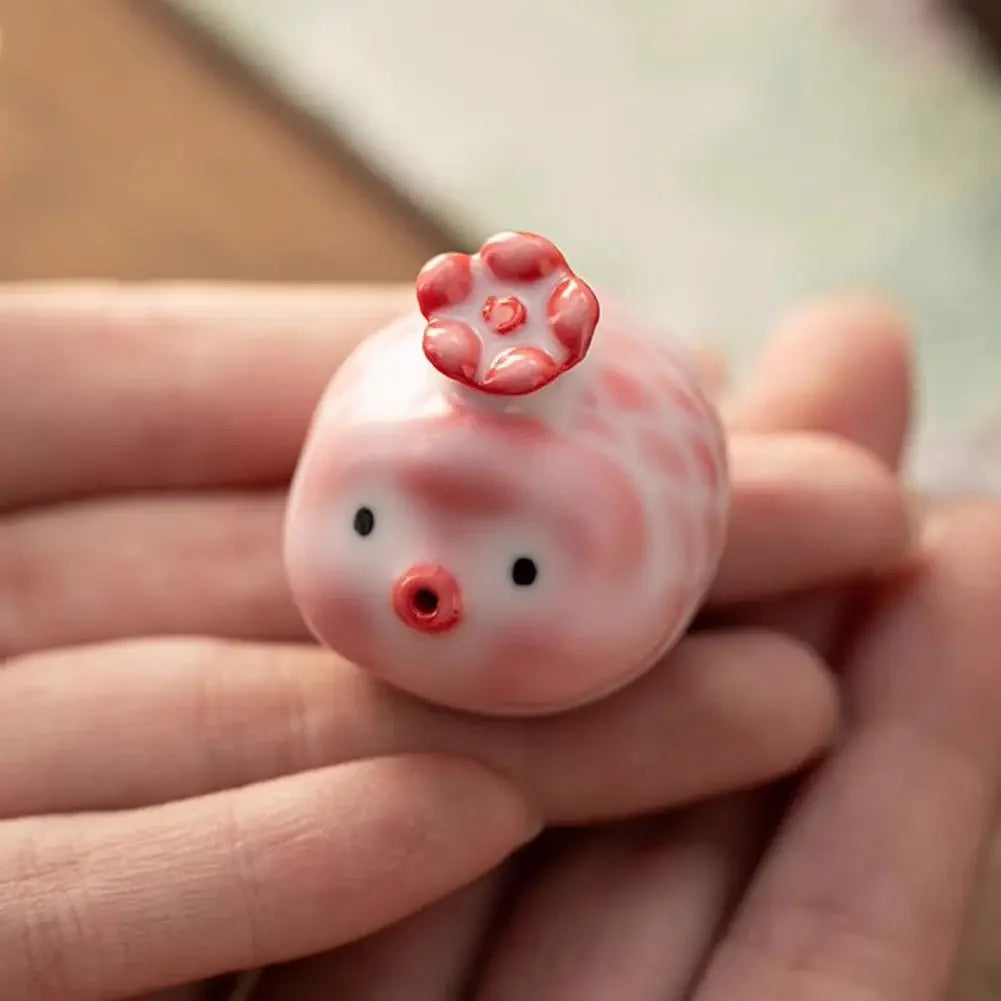 Ceramic Cherry Pink Bubble Fish Tea Pet Tea Statue Ornaments Workmanship Luxury Fish Tank Landscaping Tea Figurine Play Toys Peaceful Pleasures Health and Wellness