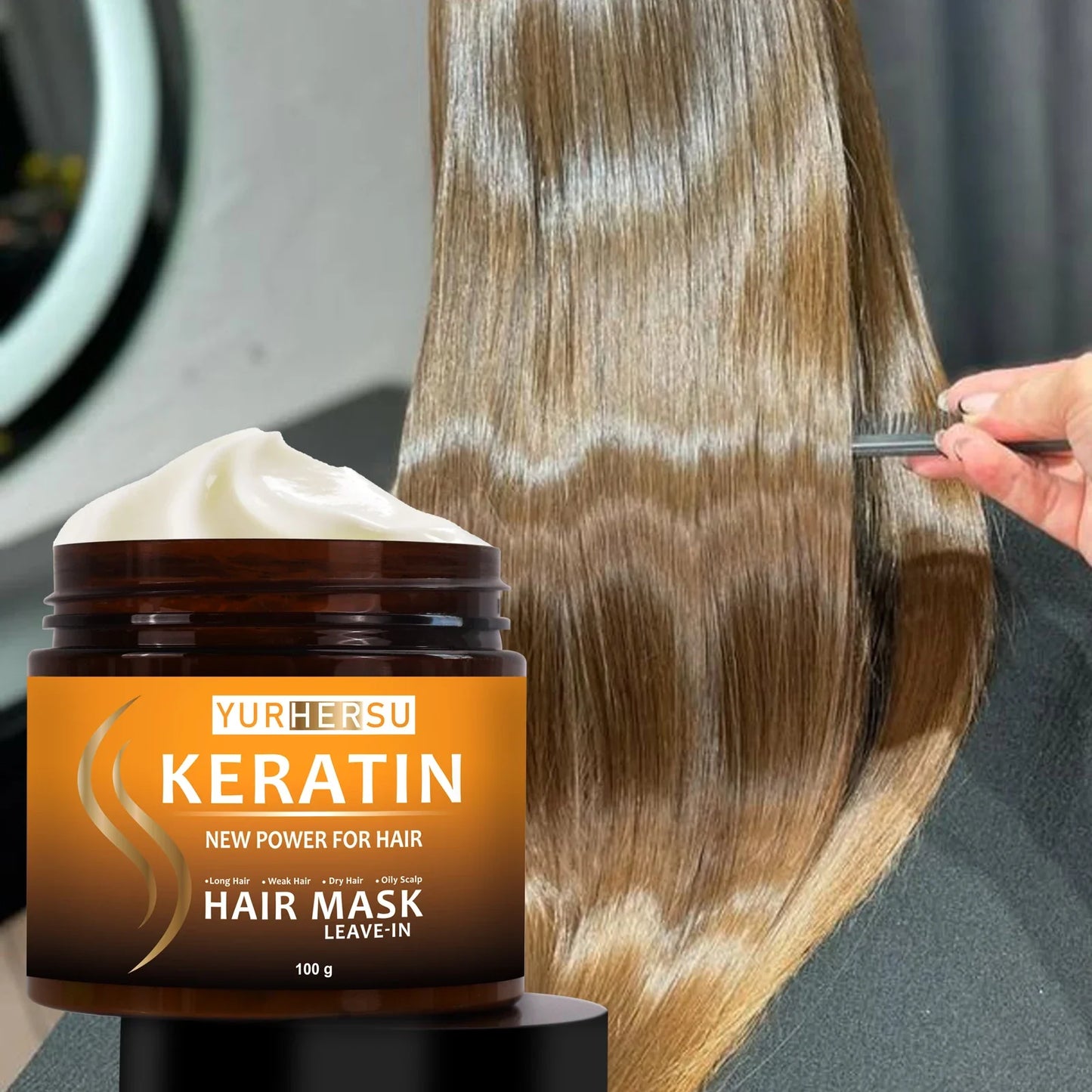 YURHERSU Keratin No-Rinse Hair Mask – Moisture & Frizz Control