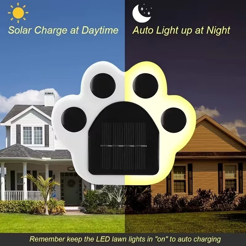 Solar LED Paw Print Garden Lights – Waterproof 4–12 Pack