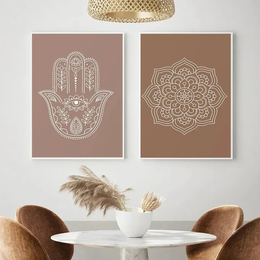 Mandala Buddha Lotus Abstract Boho Wall Print Canvas Painting Poster Picture Zen Line Living Room Home Interior Decor Peaceful Pleasures Health and Wellness