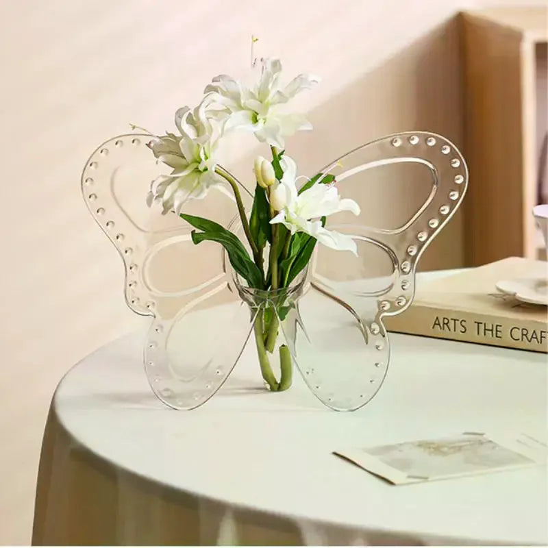 Butterfly Acrylic Flower Vase | 3D Transparent Home Décor