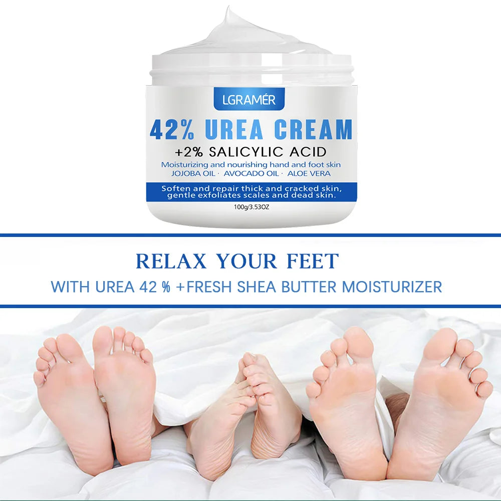 Urea Hand 42% and Foot Cream Softens Moisturizes Skin Relieves Dryness Repairs Cracks Exfoliates Deeply Penetrates Foot Cream Peaceful Pleasures Health and Wellness