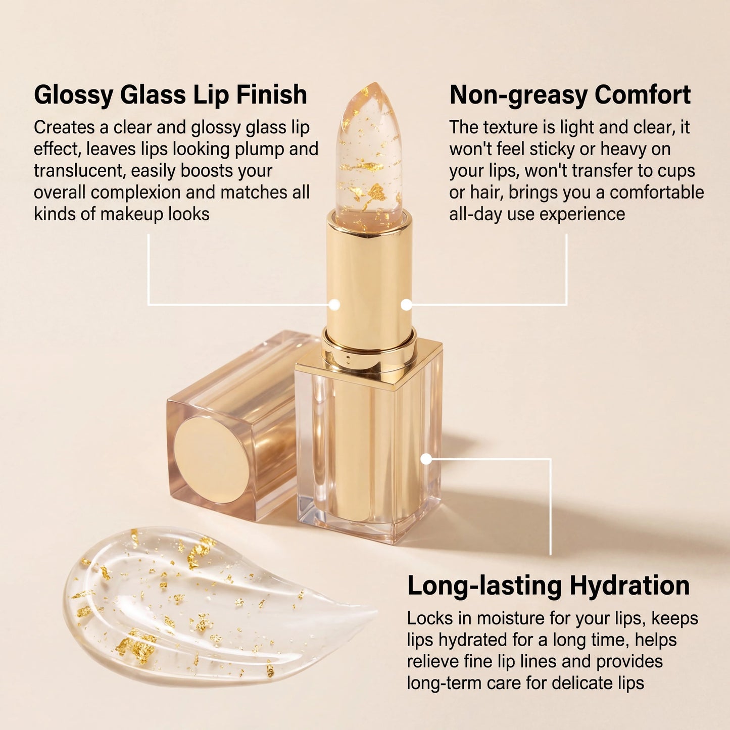 Gold Foil Color Changing Lip Balm | Vitamin E Gloss – 3.5g