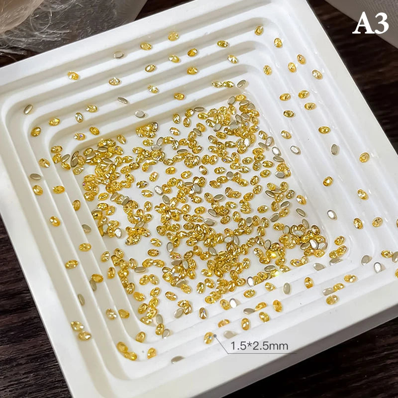 50pcs Golden Yellow Shiny Zircon Rhinestones Nail Charms Mini Rhombic Nails Gemstones Flatback Nail Art Craft Diamonds Decor Peaceful Pleasures Health and Wellness A3