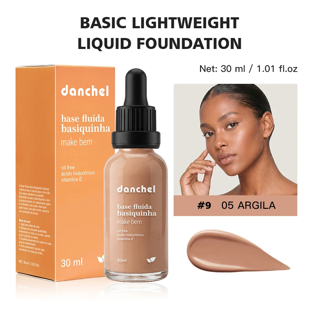 Danchel Matte Liquid Foundation – 12 Shades, Oil Control