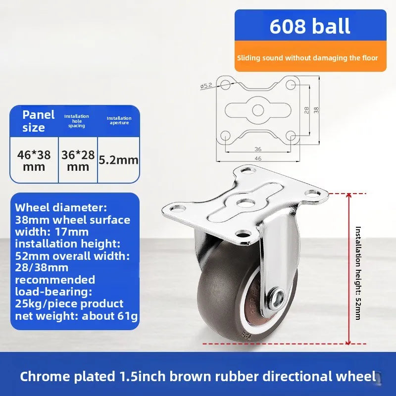 Soft Rubber Swivel Caster Wheels 1–2 Inch | Furniture & Trolleys