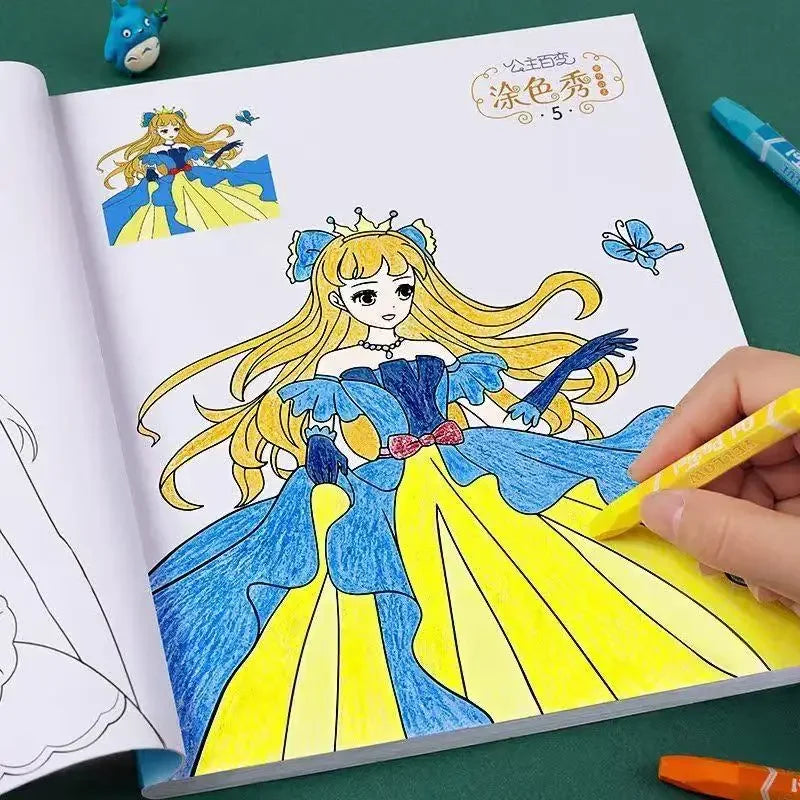 6Books Princess Coloring Book Kids Girls Primary School Students'