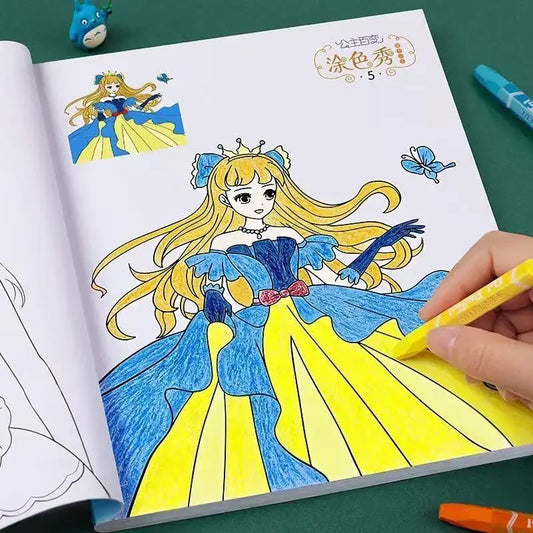 6Books Princess Coloring Book Kids Girls Primary School Students' Peaceful Pleasures Health and Wellness