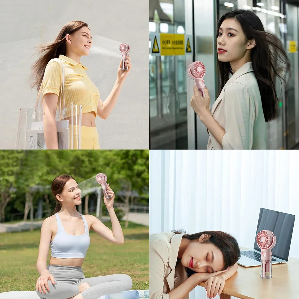 Water Mist Fan Portable Handheld Water Spray Fan Humidifier Fan Rechargeable 4 Wind Speed Outdoor Travel Personal Hand Spray Fan Peaceful Pleasures Health and Wellness