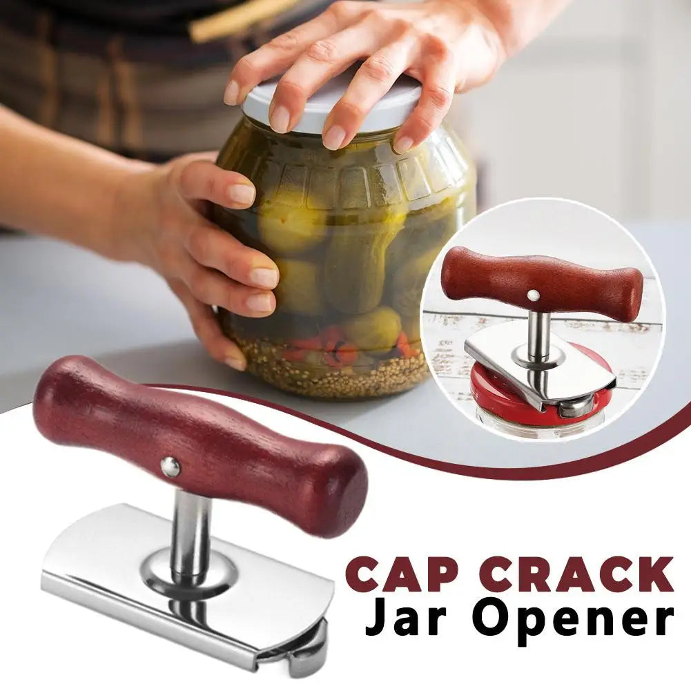 Universal Adjustable Jar Opener – Stainless Steel & Wood Handle