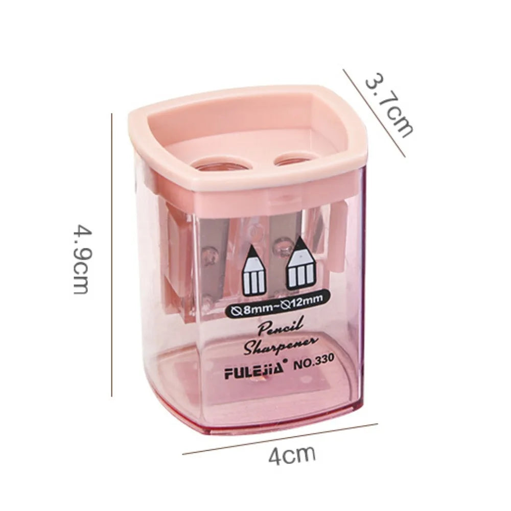 Double Hole Pencil Sharpener – Transparent Manual Plastic