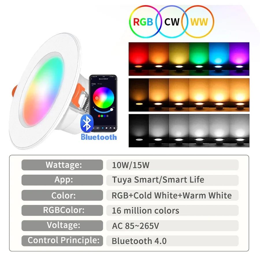 Tuya Smart LED Downlight 15W RGB Bluetooth – Alexa & Google