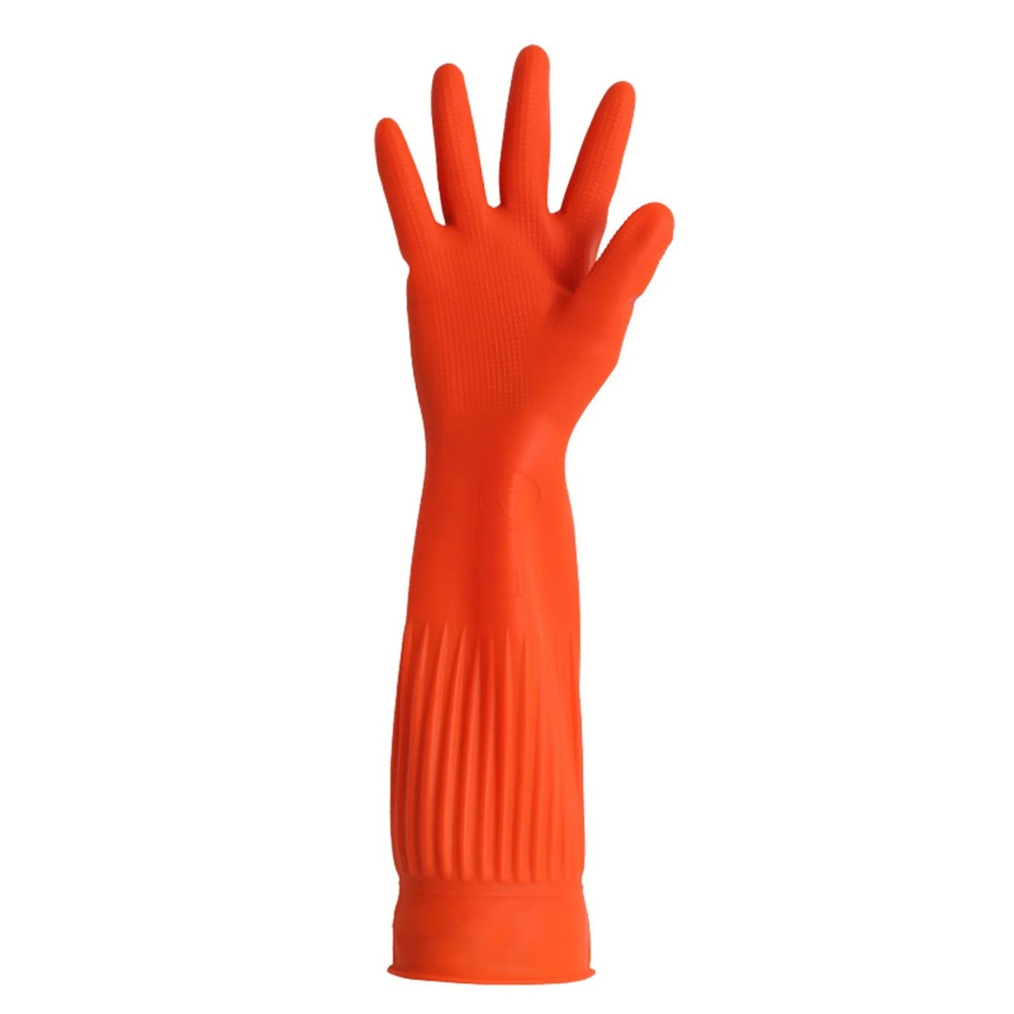 1pair Flexible Comfortable Rubber Clean Gloves Red Dish Washing Long Home Bathroom Cleaning Kitchen Accessories Peaceful Pleasures Health and Wellness Orange L