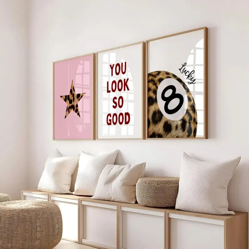 Leopard Print 8 Ball Y2K Canvas Wall Art | Bold Home Decor