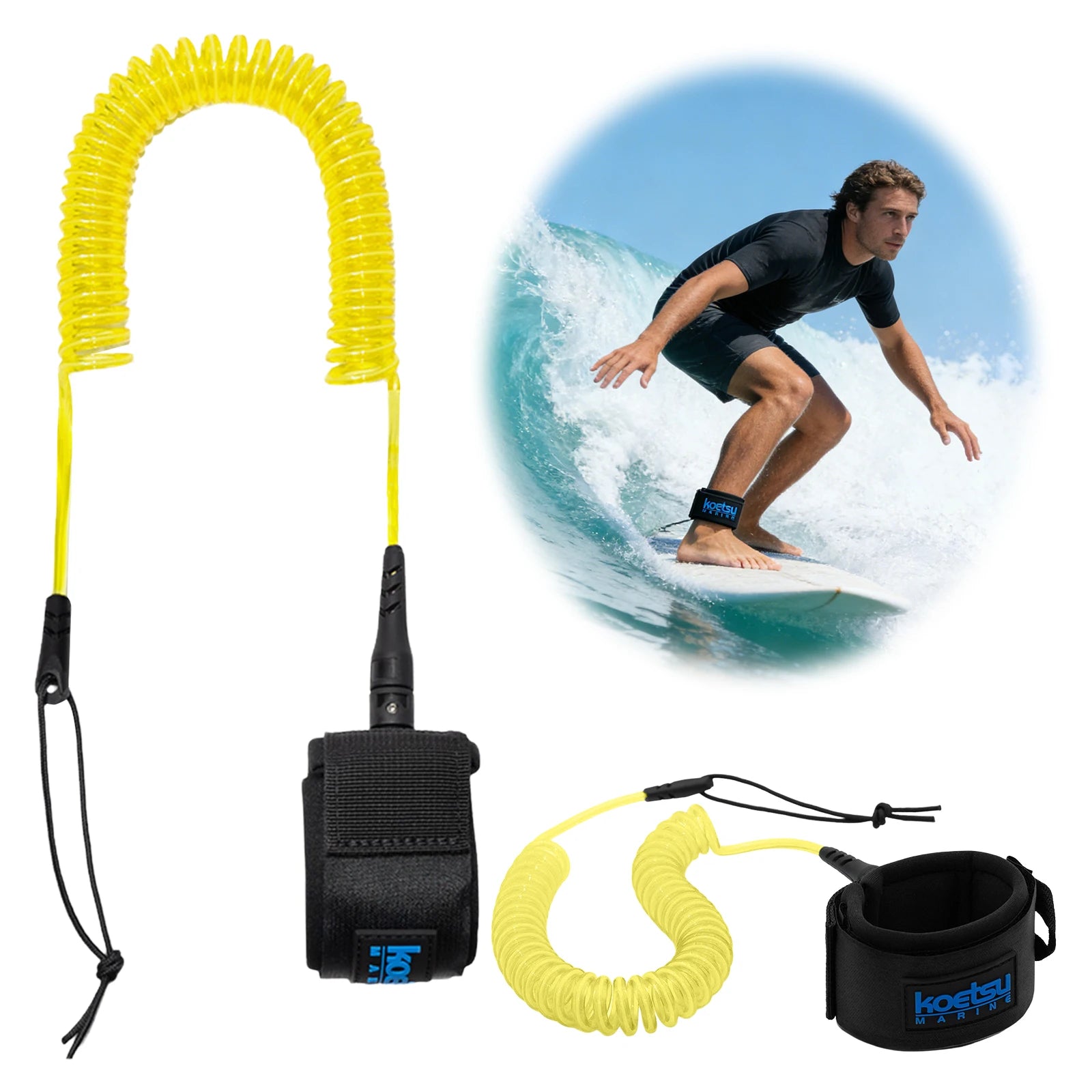 Coiled SUP Leash 10FT SUP Ankle Safety Rope 5.5mm Thick for Paddleboard Shortboard Longboard Watersports Accessory Peaceful Pleasures Health and Wellness