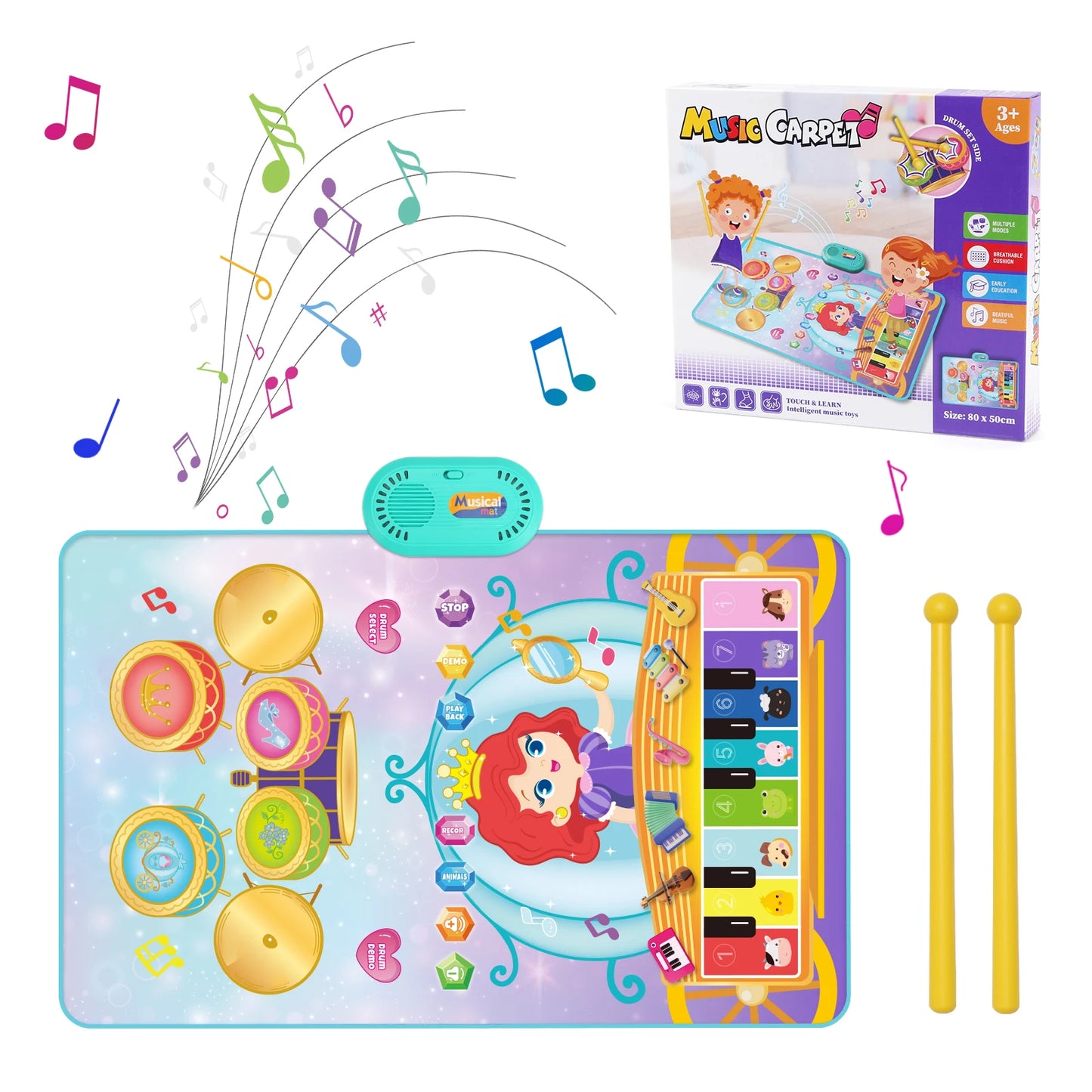80x50cm Cartoon Musical Piano Mat Floor Play Kids Educational Toys
