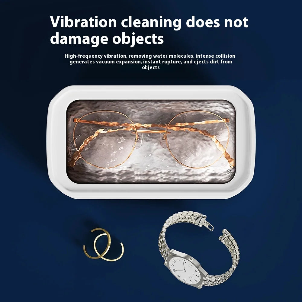 Ultrasonic Cleaner Machine Eyeglass 650ml Mini High-frequency Vibration Cleaning For Glasses Jewelry Denture Pacifier Peaceful Pleasures Health and Wellness