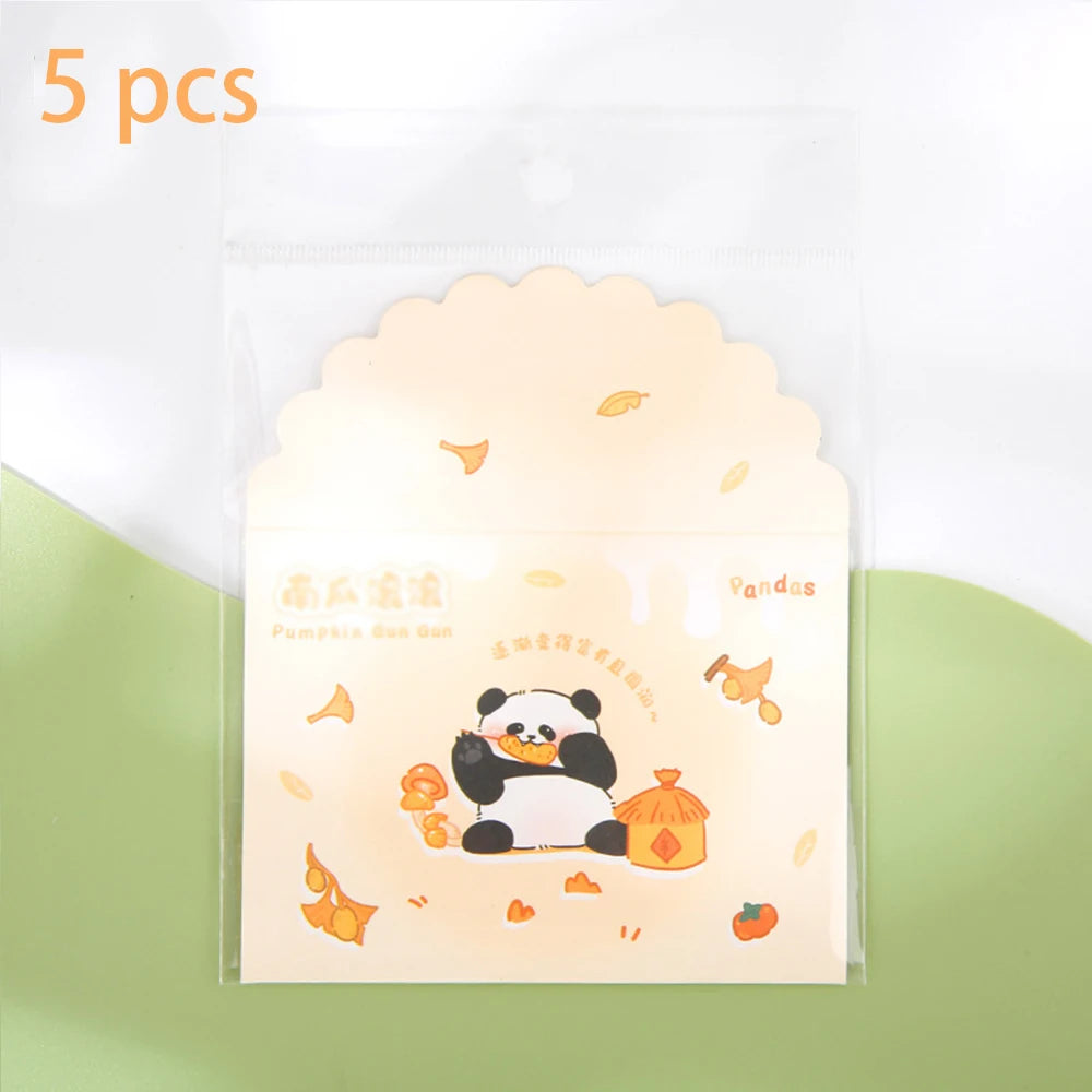 Three Fold Greeting Card Panda Colorful Holiday Cute Folding Cartoon