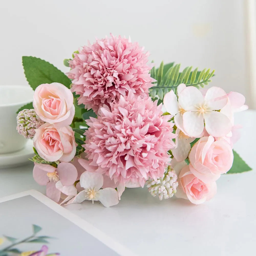 Silk Artificial Rose & Chrysanthemum Flowers | Wedding Home Decor