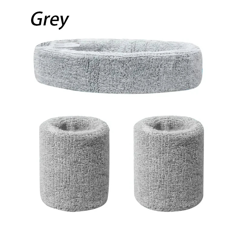 A Set Of Wristband Headband Headband Set For Sports,Sweat Absorbing,Basketball,Headband And Wrist Protection Peaceful Pleasures Health and Wellness Gray One Size