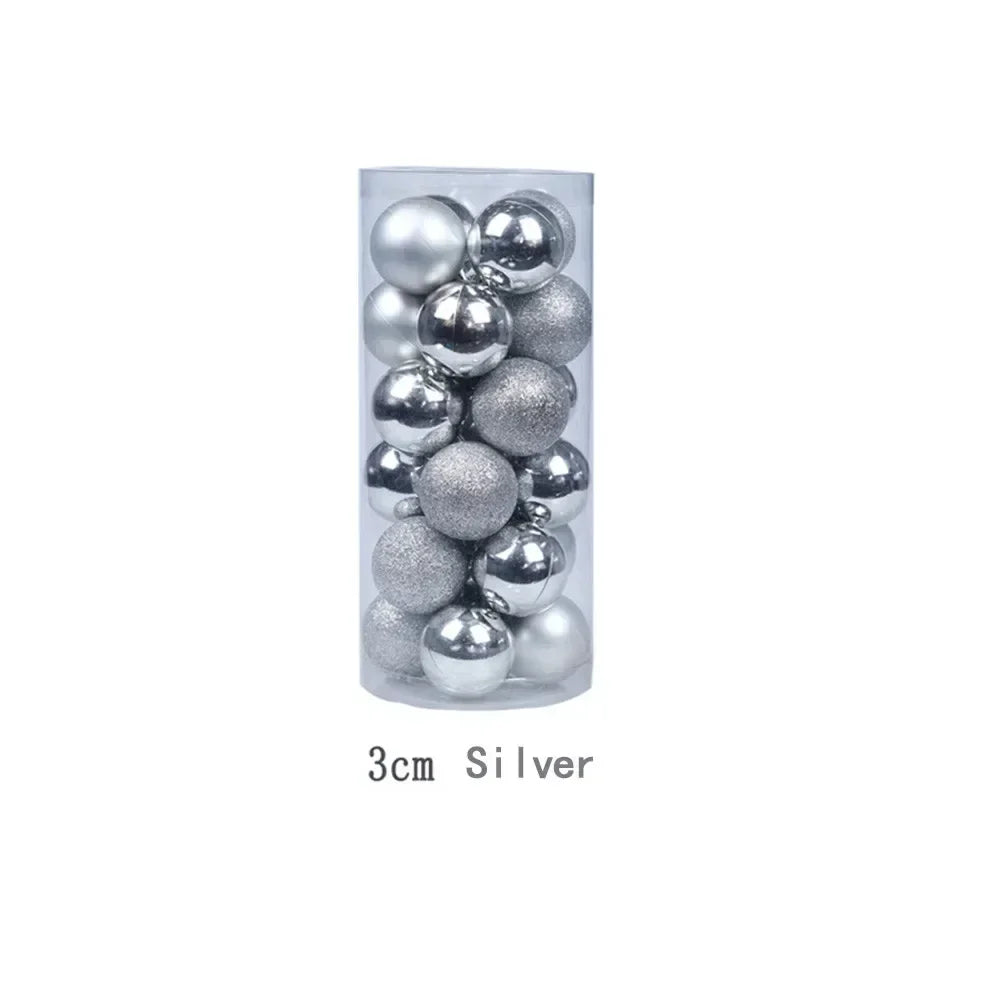 24-Pack 3cm Christmas Ball Ornaments – Shiny, Matte & Glitter