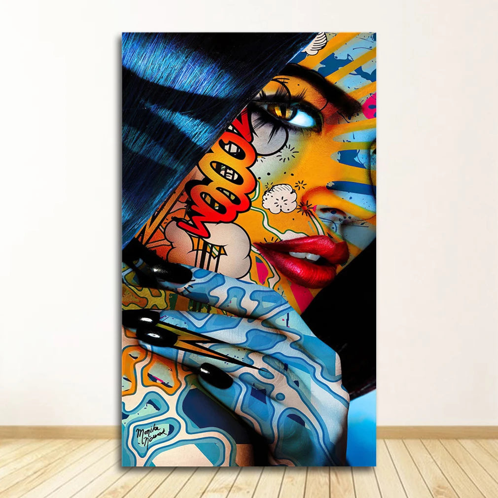 Graffiti Women Portrait Canvas Wall Art | Modern Unframed Poster Canvas Wall Art Peaceful Pleasures Health and Wellness 0612XX08 20x30cm Unframed