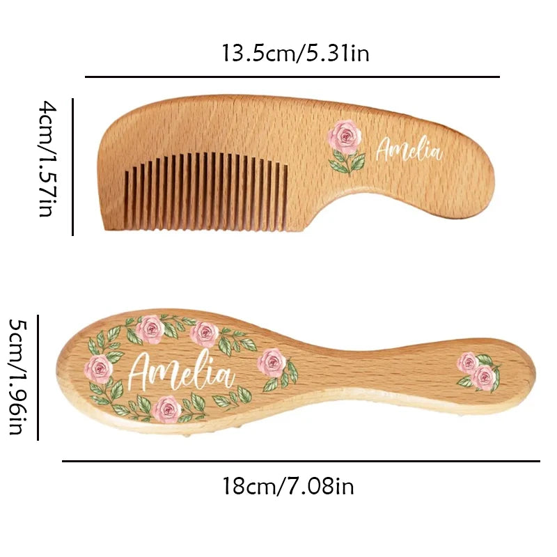 Personalised Wooden Baby Hairbrush | Custom Engraved Keepsake Baby Keepsake Hairbrush Peaceful Pleasures Health and Wellness