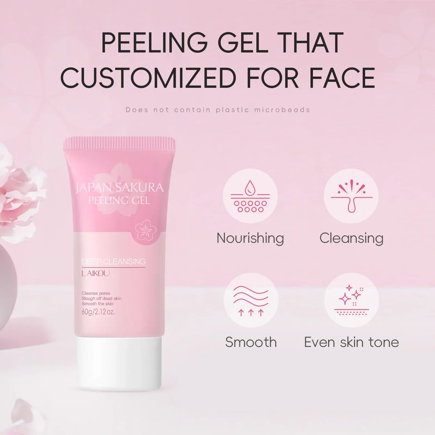 LAIKOU Sakura Face Peeling Gel – Exfoliate & Glow 60g Peaceful Pleasures Health and Wellness