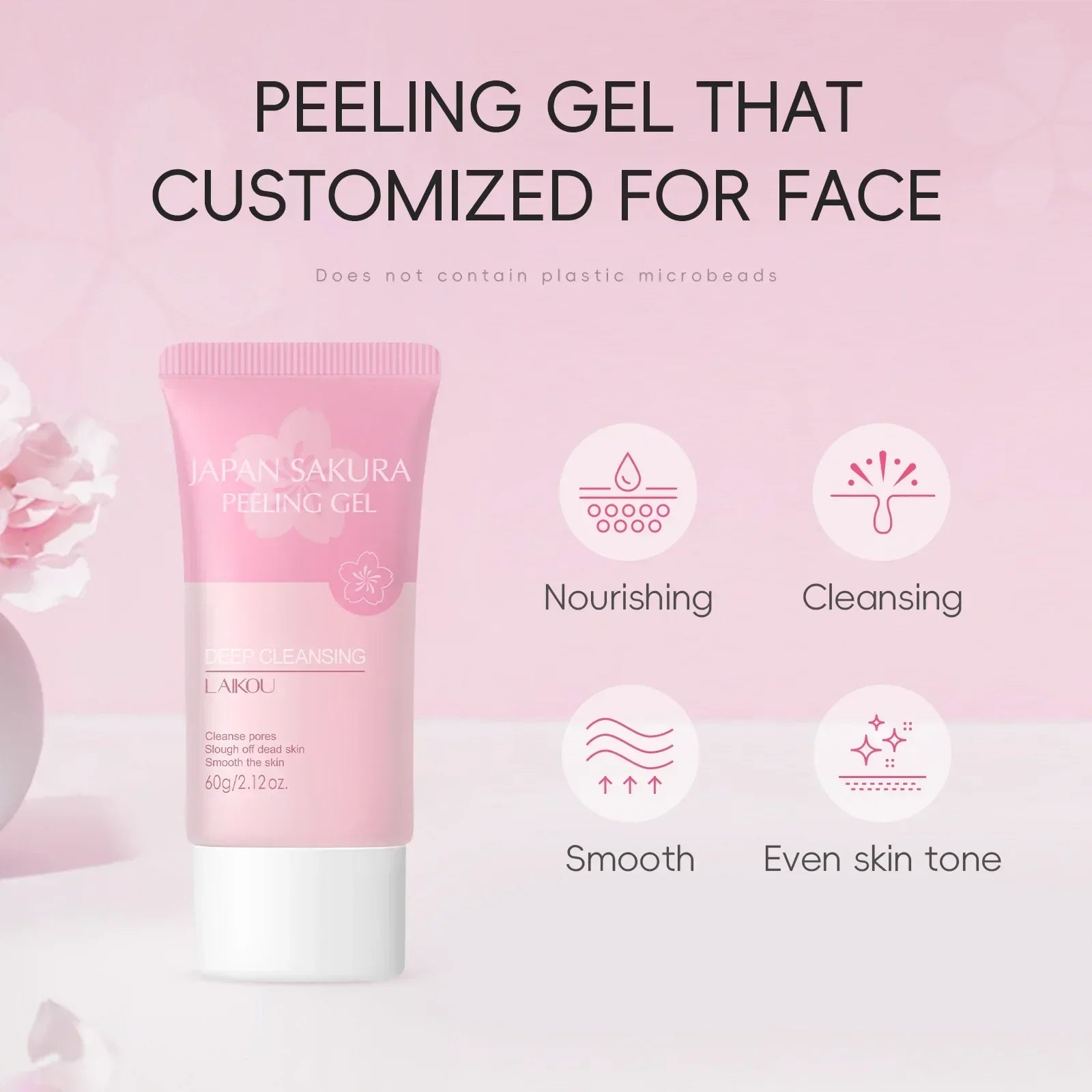 LAIKOU Sakura Face Peeling Gel – Exfoliate & Glow 60g Peaceful Pleasures Health and Wellness