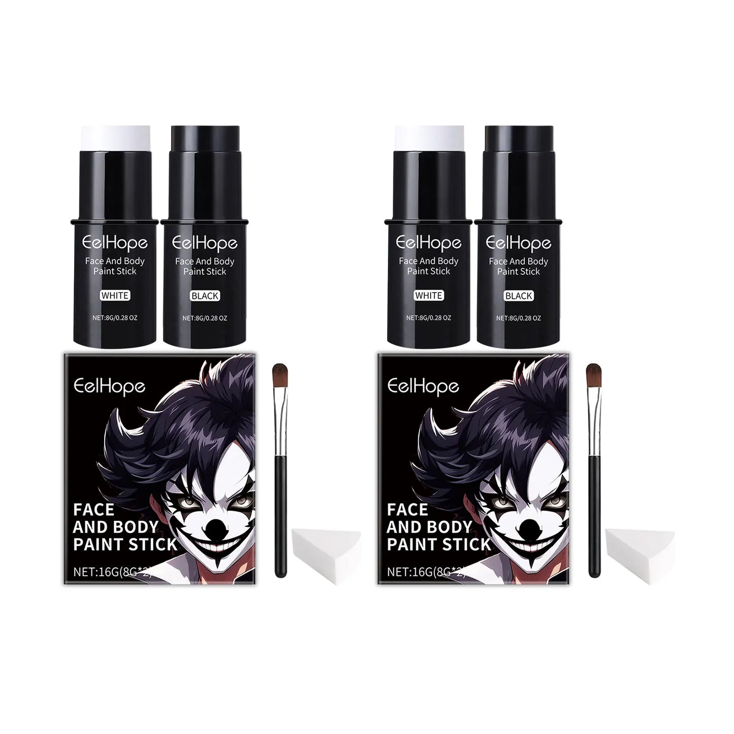 Eelhope Halloween Black & White Face Body Paint Kit – 8g+8g