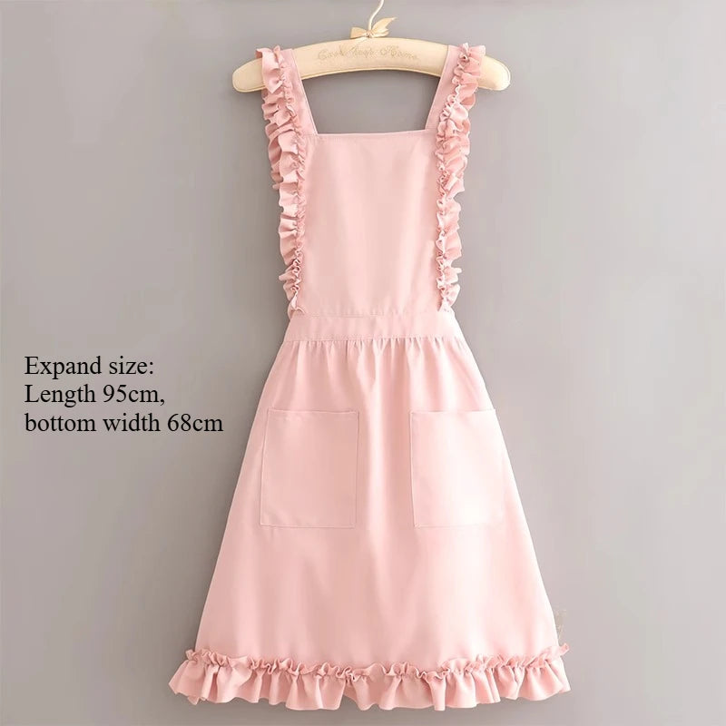 Cute Cooking Waterproof Princess Lace Apron Work Clothes Milk Tea Shop Nail Art Shop Flower Shop Durable Peaceful Pleasures Health and Wellness pink