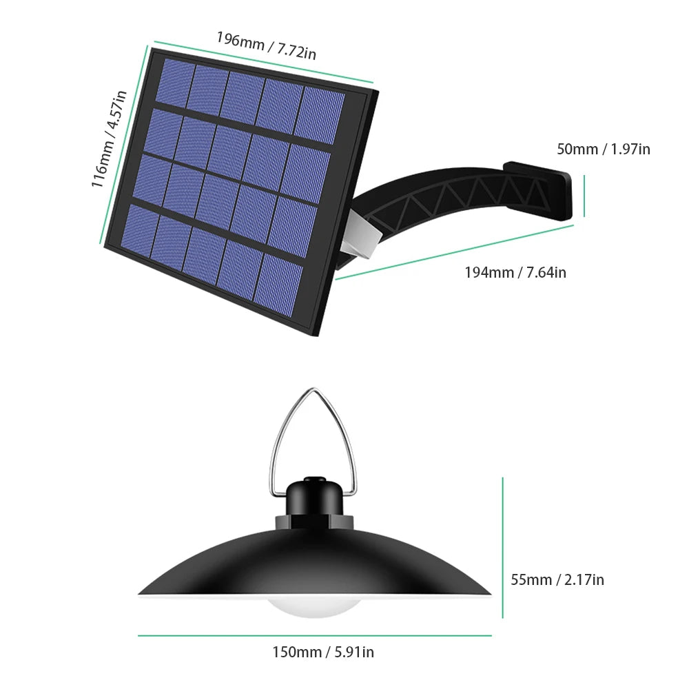 Solar Powered Pendants Light with Adjustable Panel Auto ON/OFF Lighting Sensor IP65 Water-resistant Hanging Lamp Peaceful Pleasures Health and Wellness
