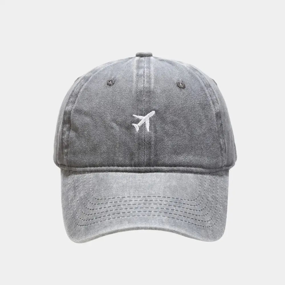 Airplane Embroidered Washed Cotton Baseball Dad Hat | Unisex