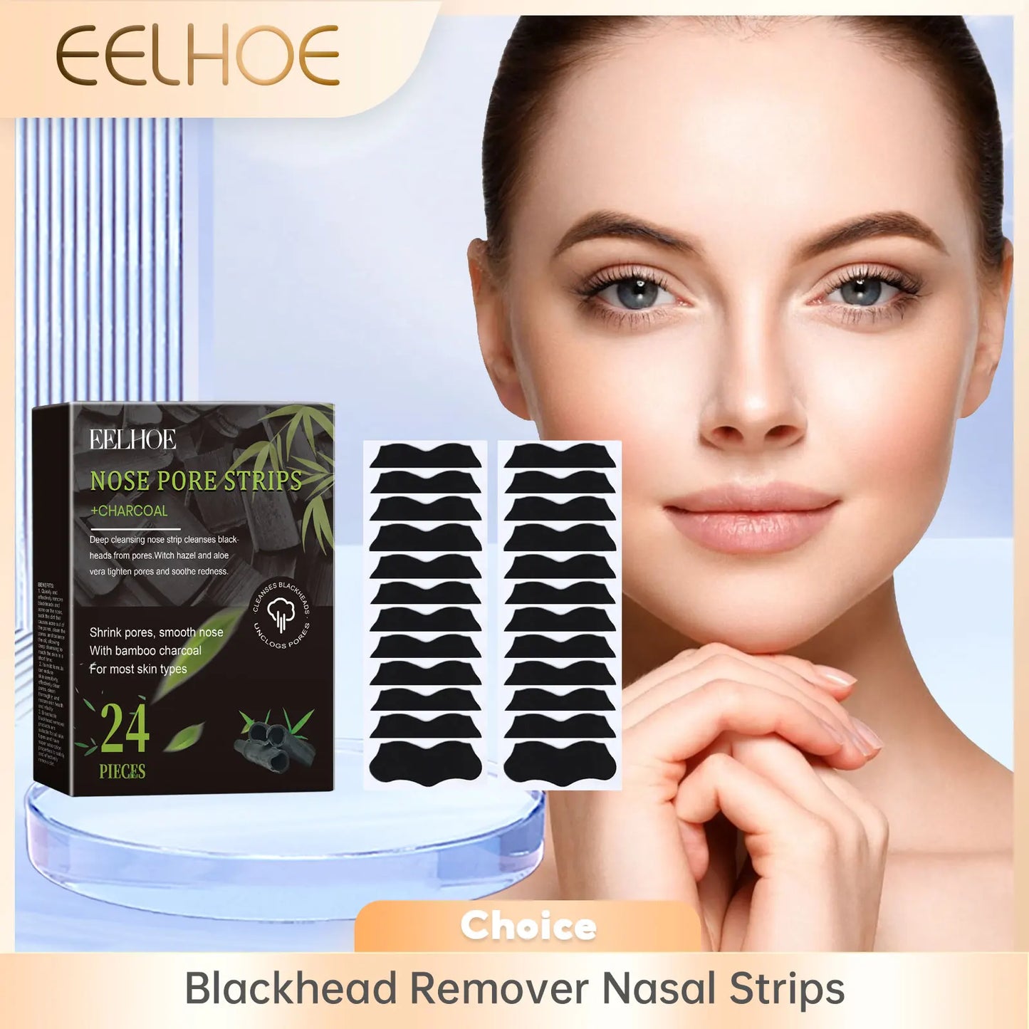 EELHOE Charcoal Bamboo Blackhead Nose Strips 24 Pack
