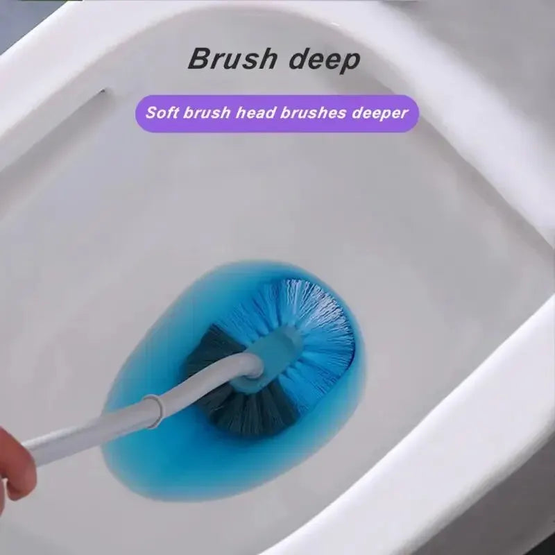 S-Shape Long Handle Toilet Brush – Wall-Mounted Soft Bristles