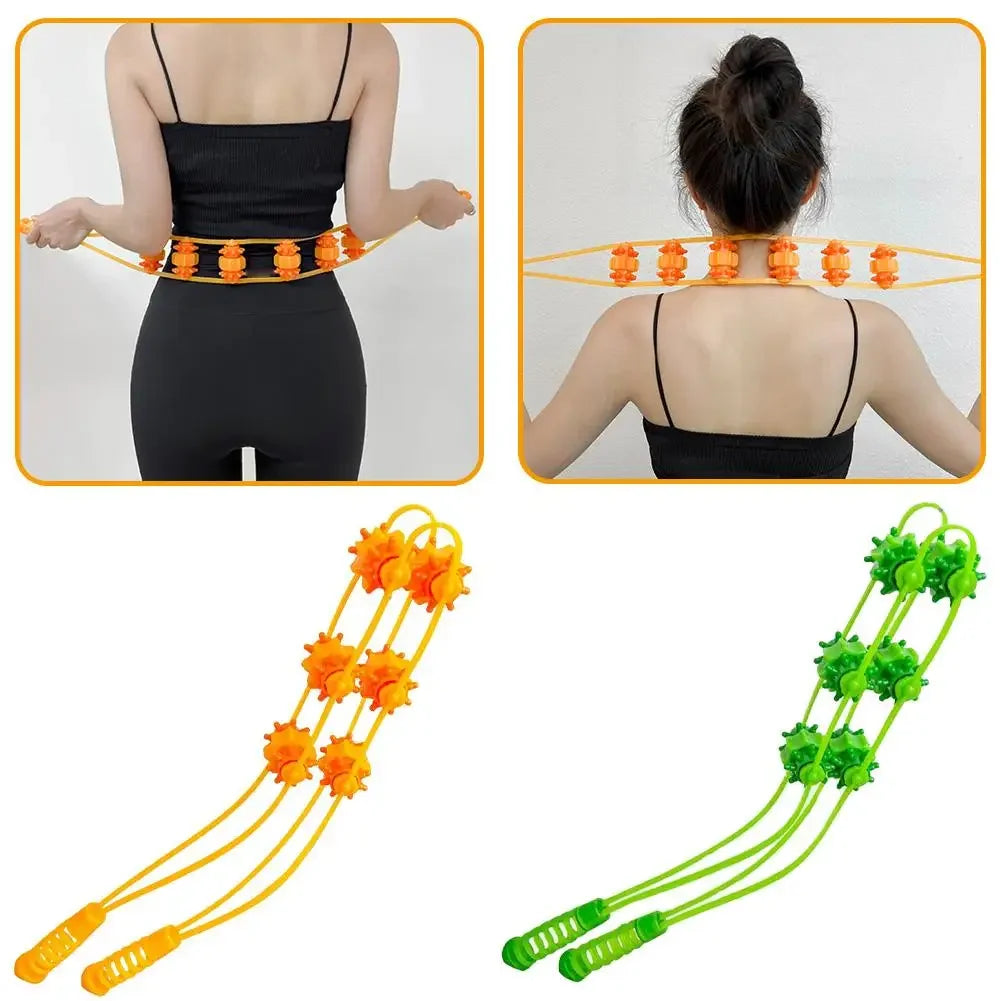 Back & Shoulder Massage Roller – Pull Strip Ball Massager Massage Roller Peaceful Pleasures Health and Wellness