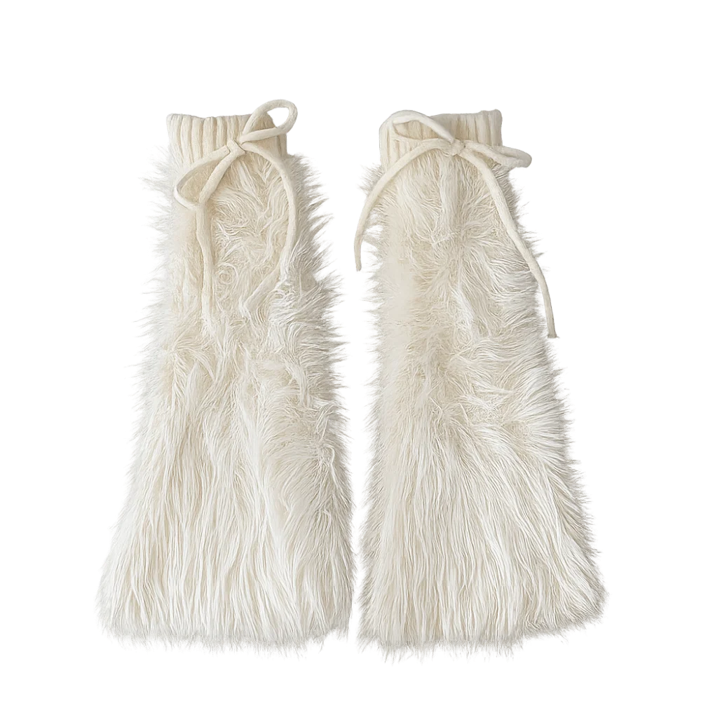 Autumn Winter Thickened Cold Resistant Adorable Subculture JK Fashionable Trendy Fur Lined Sock Boots Warm Sock Sleeves Fashion Peaceful Pleasures Health and Wellness WHITE One Size