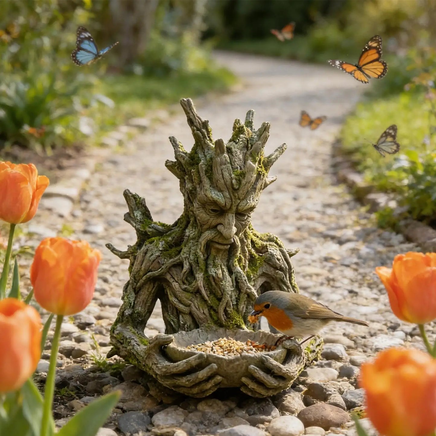 Tree Face Bird Feeder – Weatherproof Resin Garden Sculpture