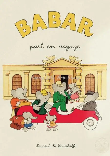 Vintage Babar Elephant Canvas Wall Art | Kids Nursery Poster