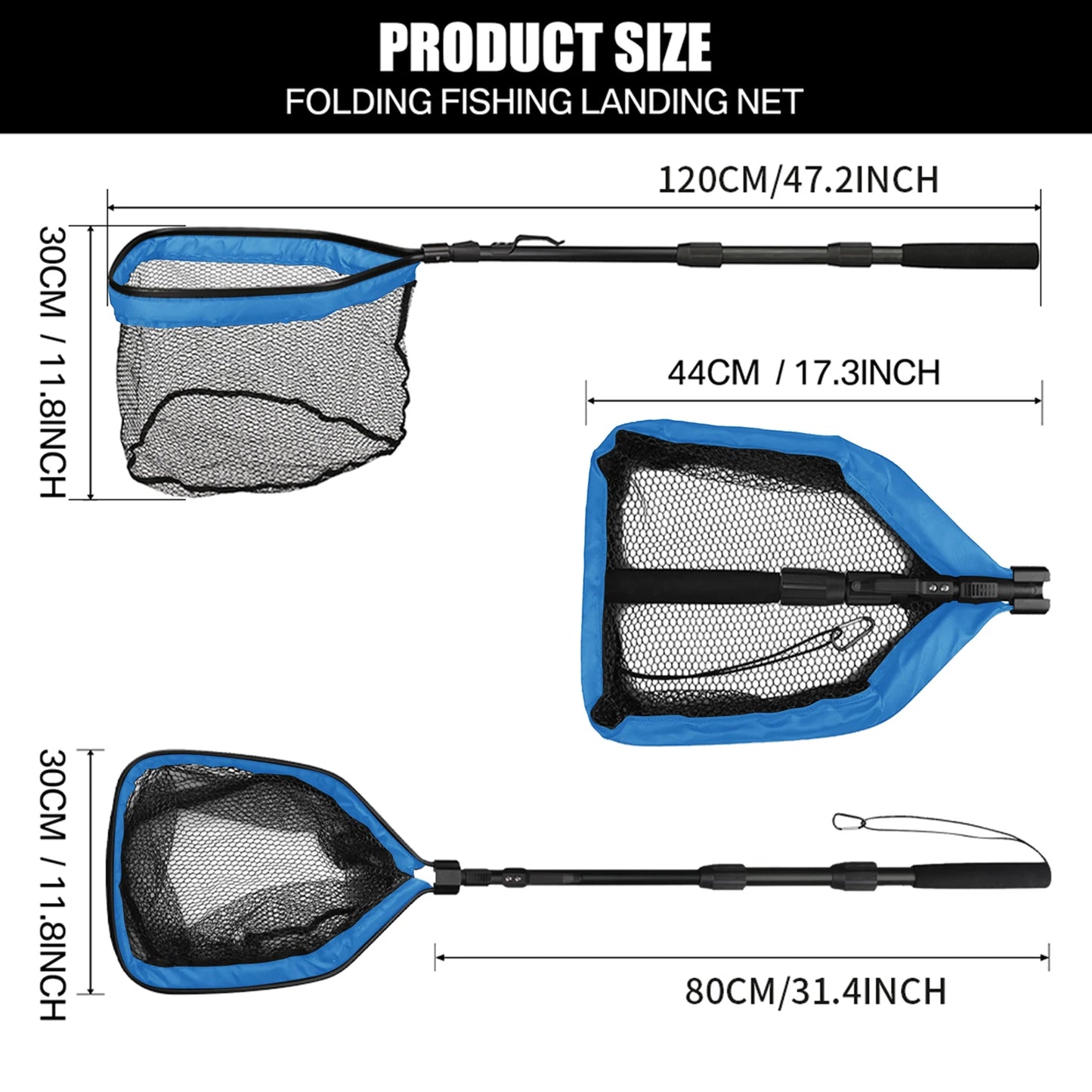 Telescoping Fishing Landing Net – Aluminum Alloy, Folds to 55cm