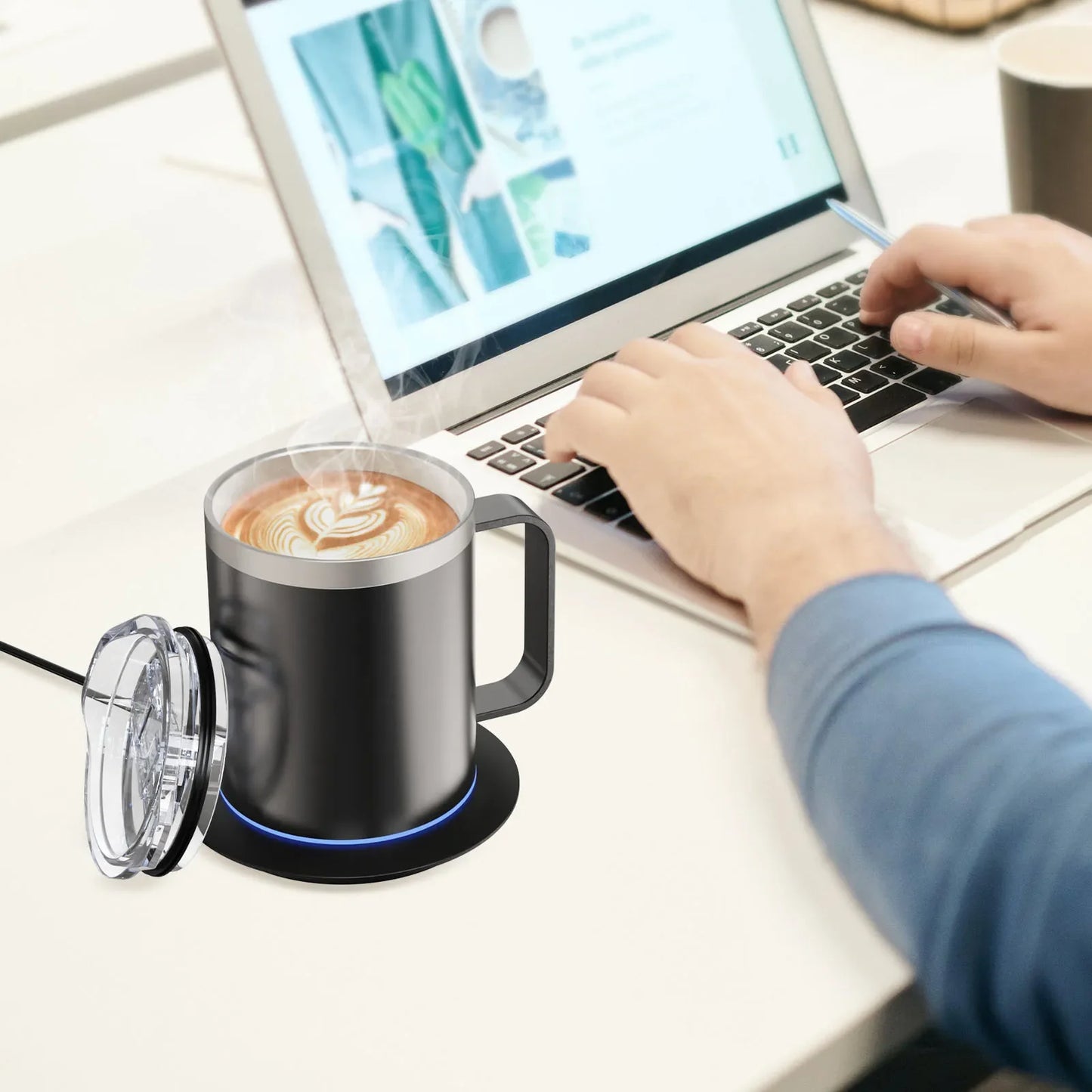 URGGU USB Heated Travel Mug 304 Stainless Steel 350ml 55°C