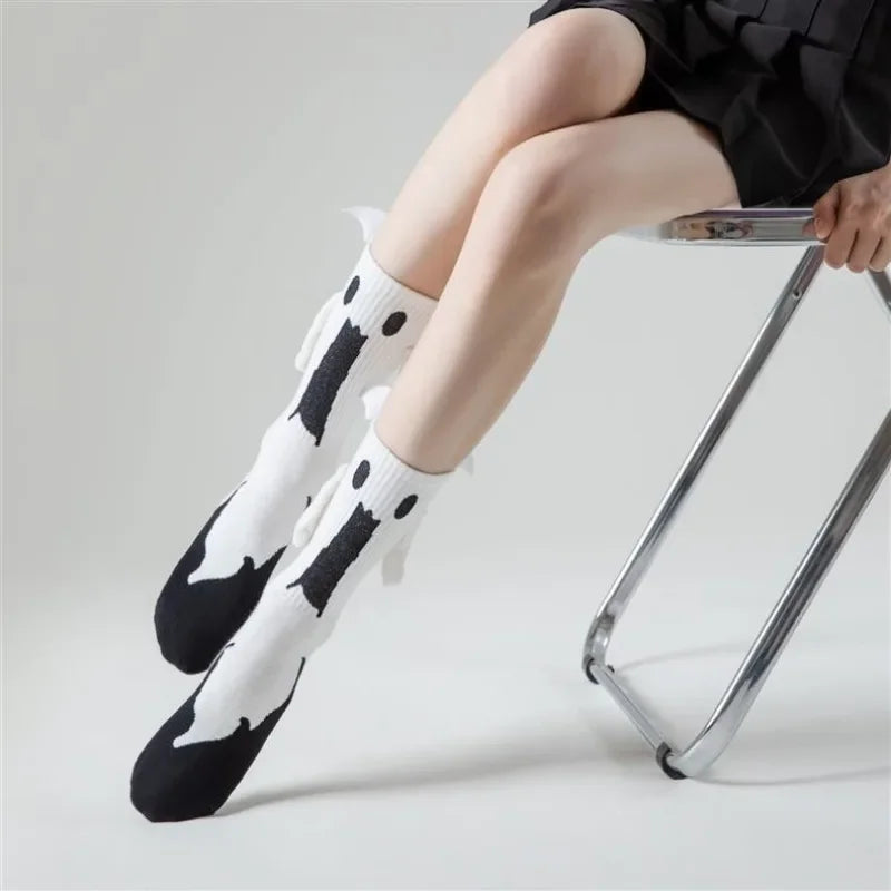 Halloween socks: Ghost Magnetic Hand-holding socks, fashionable, cute and funny bat socks, mid-calf socks Peaceful Pleasures Health and Wellness