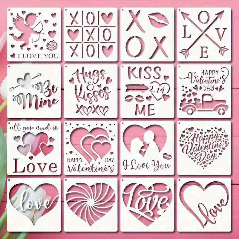 Heart Theme Drawing Stencil Template PET Reusable Hollow Out Painting