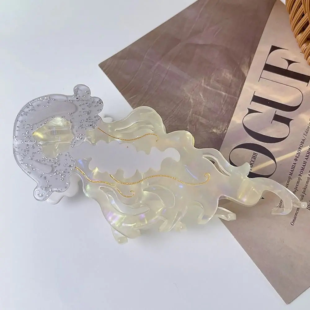 Shark & Jellyfish Acetate Hair Claw Clip – Marine Life Design