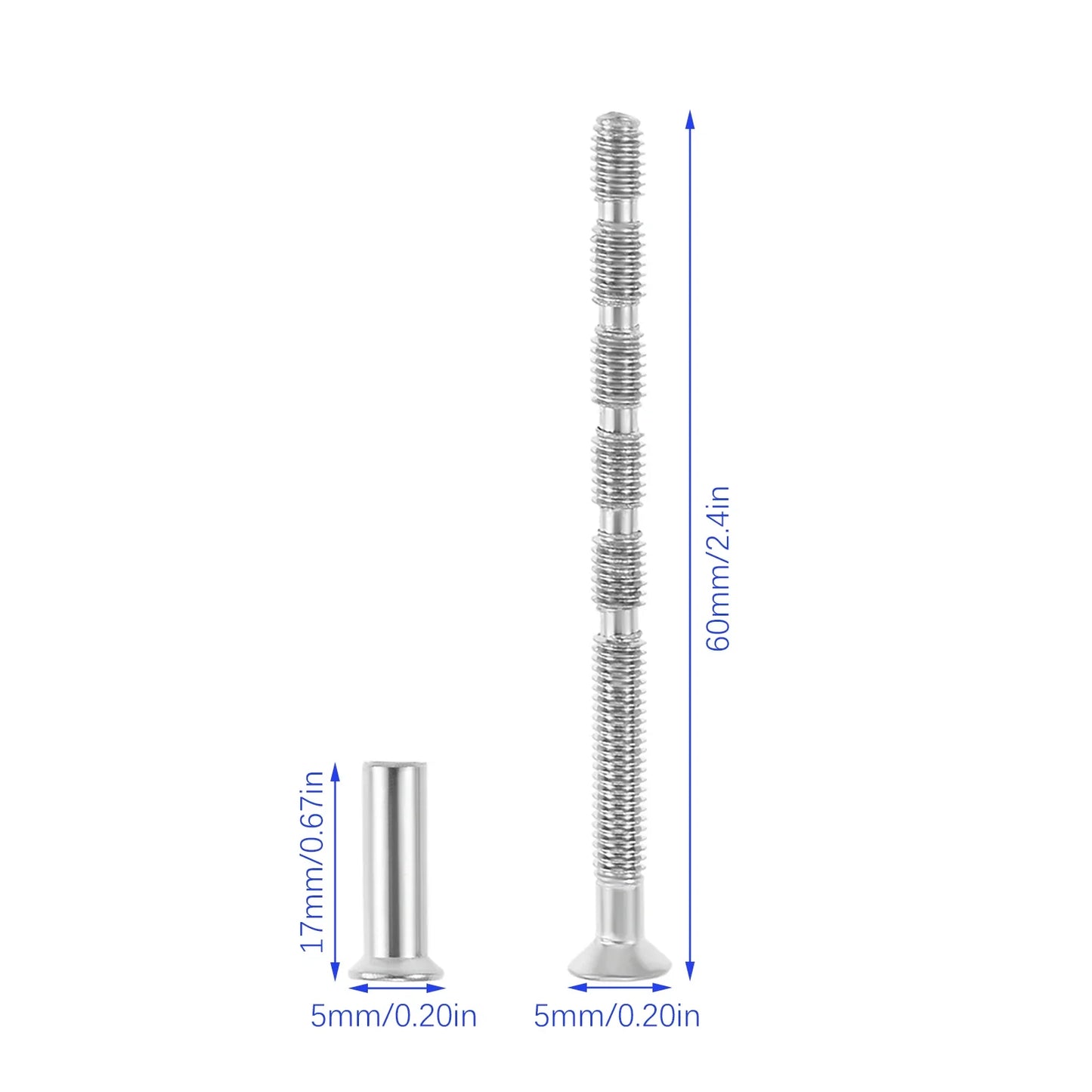 10-Set Iron Cuttable Screws M5×60mm for Door Handles & Knobs