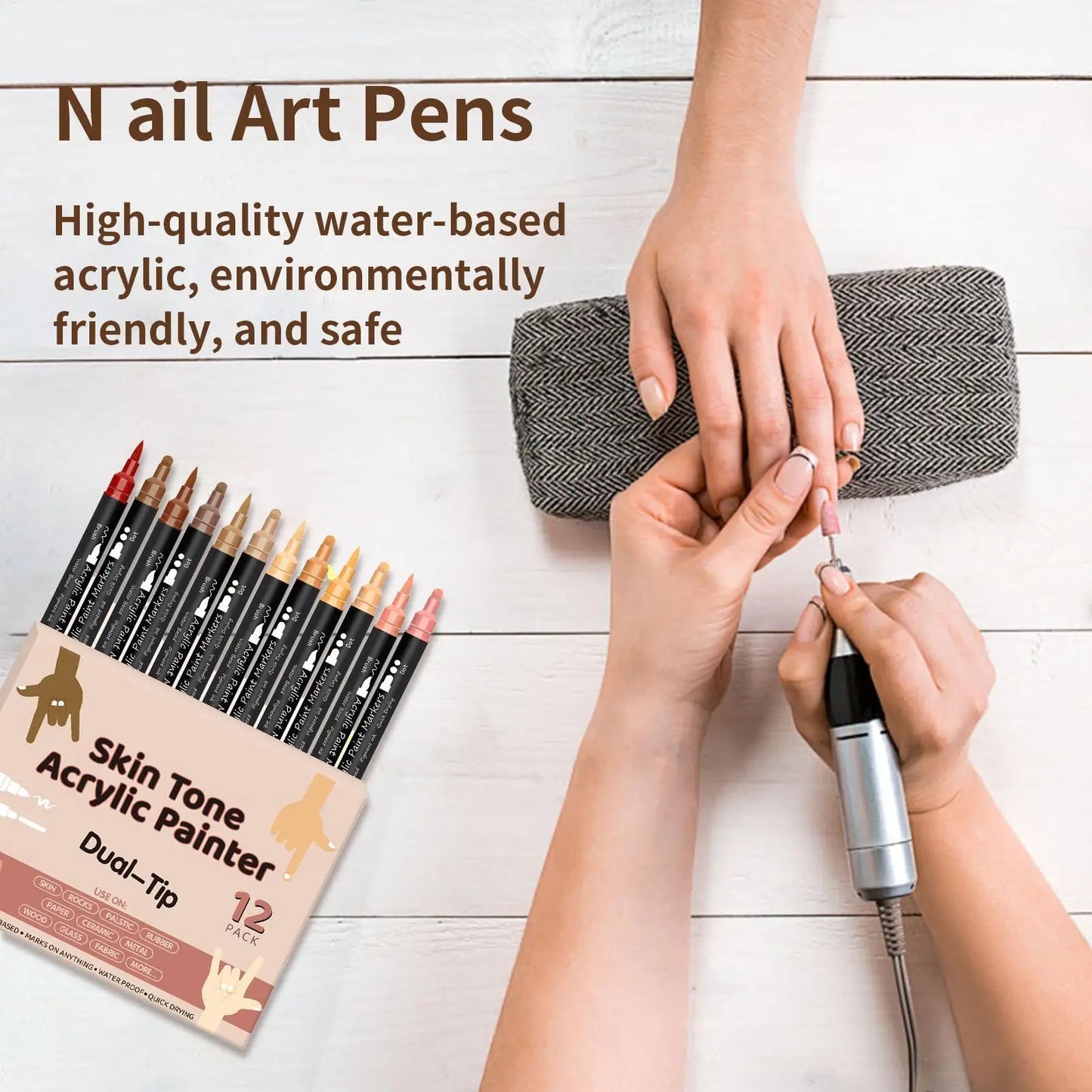 12-Pack Nail Art Pens – Waterproof Acrylic Body & Face Paint
