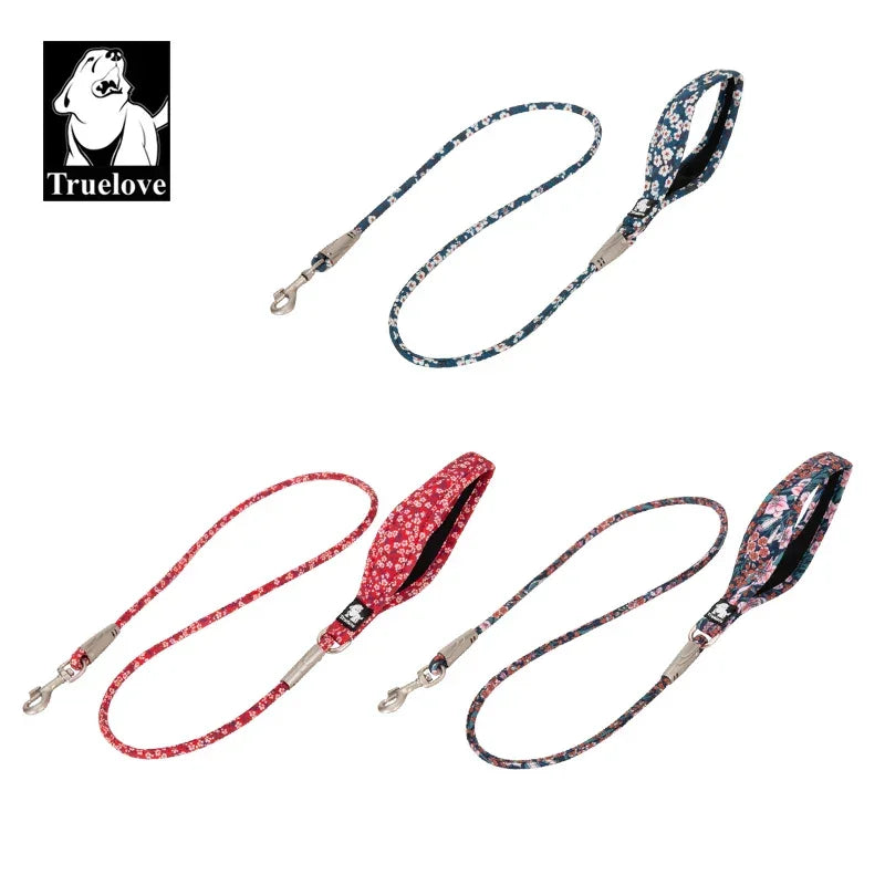 Truelove Pet Leash Floral Rope Leash for Dog and Cat Neoprene Padded Handle 100% Cotton Fabric Zinc-alloy Hook Outdoors TLL2573 Peaceful Pleasures Health and Wellness